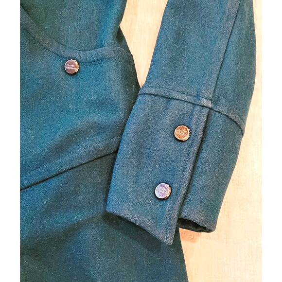 Steve Madden Womens Green Zip Wool Blend Coat Size M Peacoat Snap Pockets Warm - Picture 2 of 13